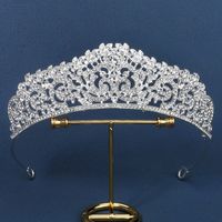 Simple Style Crown Alloy Hollow Out Rhinestones Crown 1 Piece main image 5