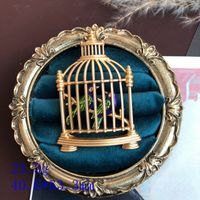 Retro Goldfish Umbrella Bird Cage Alloy Enamel Rhinestones Women's Brooches sku image 4