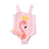 Girl's Cartoon Style Flamingo Polyester One Pieces main image 3