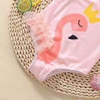 Girl's Cartoon Style Flamingo Polyester One Pieces main image 6