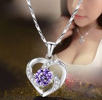 Fashion Heart Shape Copper Rhinestones Pendant Necklace In Bulk sku image 3