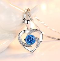 Moda Forma De Corazón Cobre Diamantes De Imitación Collar Colgante Al Mayoreo sku image 3