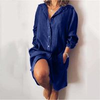 Fashion Solid Color Turndown Long Sleeve Patchwork Polyester Above Knee Irregular Skirt main image 4