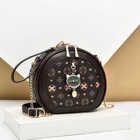 Women's Large Pu Leather Geometric Streetwear Round Zipper Crossbody Bag sku image 1