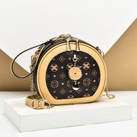 Women's Large Pu Leather Geometric Streetwear Round Zipper Crossbody Bag sku image 3