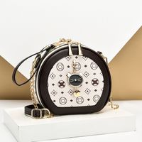 Women's Large Pu Leather Geometric Streetwear Round Zipper Crossbody Bag sku image 6