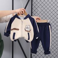 Sports Cartoon Bear Zipper Cotton Boys Clothing Sets sku image 17