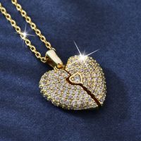 Fashion Heart Shape Titanium Steel Inlay Artificial Diamond Pendant Necklace 1 Piece main image 4