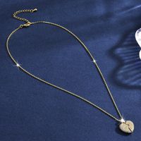 Fashion Heart Shape Titanium Steel Inlay Artificial Diamond Pendant Necklace 1 Piece main image 2