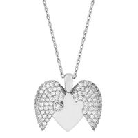 Fashion Heart Shape Titanium Steel Inlay Artificial Diamond Pendant Necklace 1 Piece sku image 2