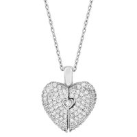 Fashion Heart Shape Titanium Steel Inlay Artificial Diamond Pendant Necklace 1 Piece main image 3