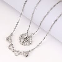 Fashion Heart Shape Alloy Copper Plating Inlay Crystal Pendant Necklace 1 Piece sku image 3