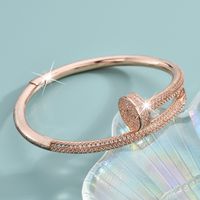 1 Piece Fashion Solid Color Alloy Plating Inlay Artificial Diamond 18k Gold Plated Women's Bangle main image 1