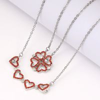 Fashion Heart Shape Alloy Copper Plating Inlay Crystal Pendant Necklace 1 Piece sku image 2