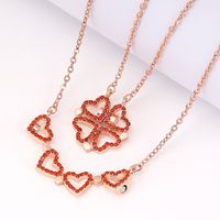 Fashion Heart Shape Alloy Copper Plating Inlay Crystal Pendant Necklace 1 Piece sku image 1