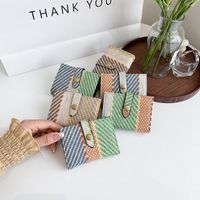 Women's Stripe Canvas Magnetic Buckle Card Holders main image 1