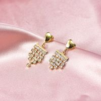 1 Pair Fashion Heart Shape Alloy Tassel Inlay Artificial Gemstones Women's Drop Earrings sku image 6