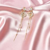 1 Pair Fashion Heart Shape Alloy Tassel Inlay Artificial Gemstones Women's Drop Earrings sku image 5