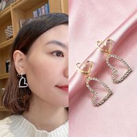1 Pair Fashion Heart Shape Alloy Tassel Inlay Artificial Gemstones Women's Drop Earrings main image 4