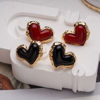 1 Pair Ig Style Heart Shape Plating Inlay Copper Gem Gold Plated Ear Studs main image 5