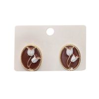 1 Pair Retro Flower Alloy Enamel Women's Ear Studs main image 4