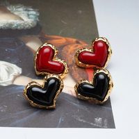 1 Pair Ig Style Heart Shape Plating Inlay Copper Gem Gold Plated Ear Studs main image 4