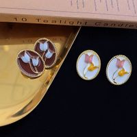 1 Pair Retro Flower Alloy Enamel Women's Ear Studs main image 6