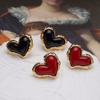 1 Pair Ig Style Heart Shape Plating Inlay Copper Gem Gold Plated Ear Studs main image 3