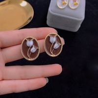 1 Pair Retro Flower Alloy Enamel Women's Ear Studs main image 2