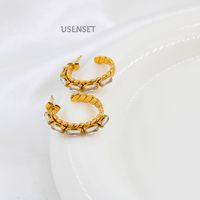 Fashion Square Stainless Steel Inlay Zircon Hoop Earrings 1 Pair sku image 1