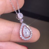 1 Pieza Moda Gotitas De Agua Aleación Enchapado Embutido Diamante Artificial Mujeres Collar Colgante main image 4