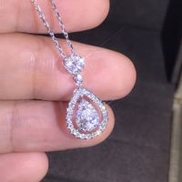 1 Pieza Moda Gotitas De Agua Aleación Enchapado Embutido Diamante Artificial Mujeres Collar Colgante main image 5