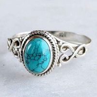 1 Piece Fashion Oval Alloy Plating Hollow Out Inlay Turquoise Women's Rings main image 6