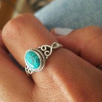 1 Piece Fashion Oval Alloy Plating Hollow Out Inlay Turquoise Women's Rings main image 3