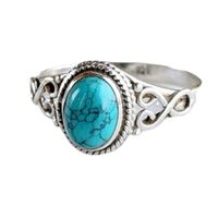 1 Piece Fashion Oval Alloy Plating Hollow Out Inlay Turquoise Women's Rings main image 2