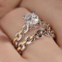 2 Pieces Fashion Round Alloy Plating Inlay Rhinestones Women's Rings sku image 2