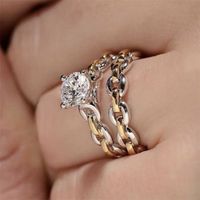 2 Pieces Fashion Round Alloy Plating Inlay Rhinestones Women's Rings main image 3
