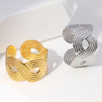 Fashion Waves Stainless Steel Criss Cross Open Ring main image 1