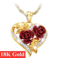 1 Pieza Moda Forma De Corazón Rosa Aleación Enchapado Embutido Diamantes De Imitación Mujeres Collar Colgante main image 4