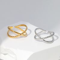 Simple Style Solid Color Stainless Steel Criss Cross Open Ring main image 1