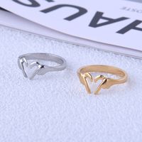 304 Stainless Steel 18K Gold Plated IG Style Plating Gesture Heart Shape Open Rings main image 1
