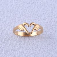304 Stainless Steel 18K Gold Plated IG Style Plating Gesture Heart Shape Open Rings main image 2