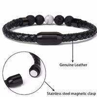 Fashion Circle Pu Leather Natural Stone Beaded Men's Bracelets main image 5