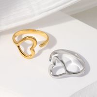 Sweet Simple Style Heart Shape Stainless Steel Plating Hollow Out Open Rings main image 1
