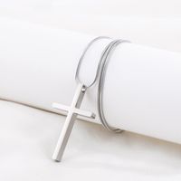 Simple Style Cross Titanium Steel Polishing Pendant Necklace 1 Piece main image 1