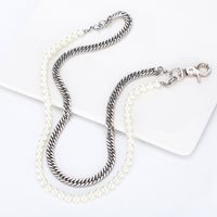 Hip-hop Geometric Stainless Steel Artificial Pearl Beaded Layered Necklaces main image 1