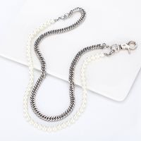Hip-hop Geometric Stainless Steel Artificial Pearl Beaded Layered Necklaces main image 6
