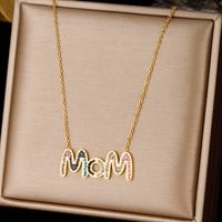 Simple Style Letter Stainless Steel Titanium Steel Inlay Zircon Pendant Necklace main image 1