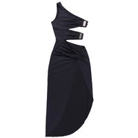 Sexy Solid Color Collarless Sleeveless Slit Patchwork Polyester Maxi Long Dress Pencil Skirt main image 4