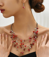1 Set Fashion Geometric Gravel Artificial Crystal Women's Earrings Necklace main image 2